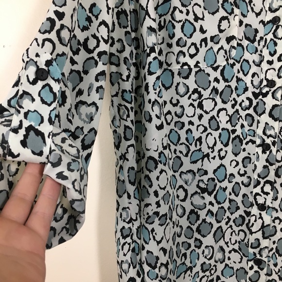 Notations Animal Print Button Down sz 1X - Picture 5 of 9